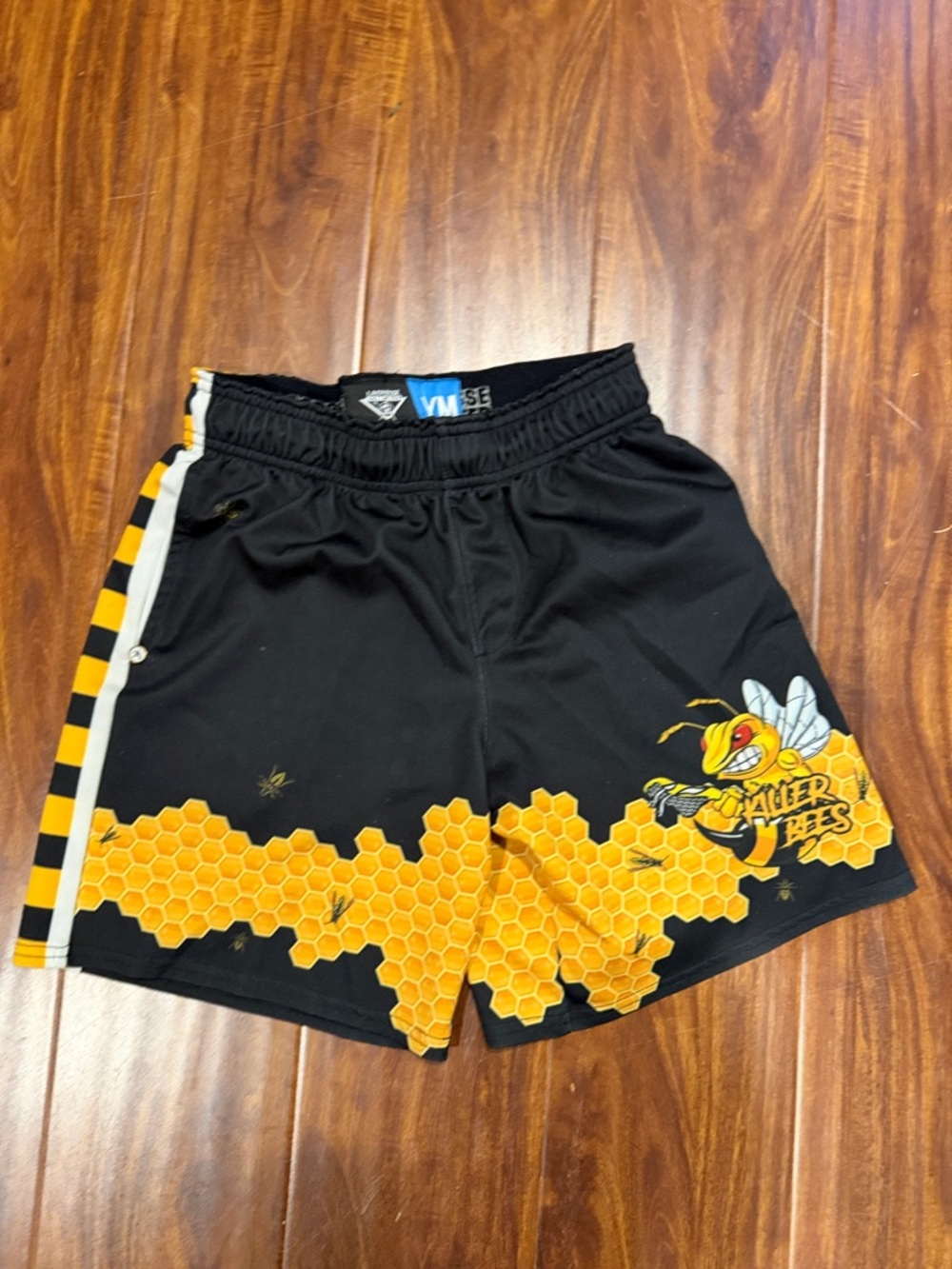 Lacrosse Unlimited  Black & Yellow killer Bees Graphic Boys Lacrosse Shorts
